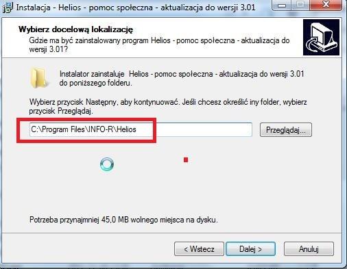 6. Instalacja aktualizacji programu na Windows 64bit. Podczas instalowania aktualizacji na systemach 64bit należy zmienić ścieżkę instalacji z C:\Program Files (x86)\ na C:\Program Files\... 7.