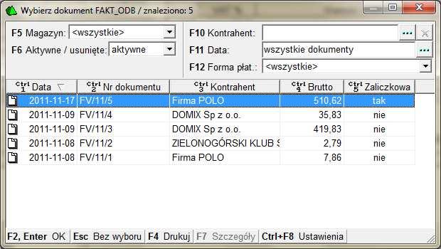 50.Lista faktur W ten sam sposób możemy wprowadzić kolejne