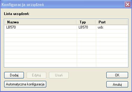 XP (Windows 2000, Windows 7); nacisnąć OK, w oknie konfiguracji urządzeń powinien pojawić
