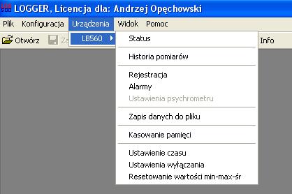 Instrukcja obsługi termometru LB-560E 31 skopiowany do katalogu KEYS (aby klucz został odczytany naleŝy wyłączyć i włączyć program LOGGER).
