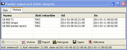 3.3 Odczyt pomiarów Aby odczytać pomiary zapisane w termometrze naleŝy nacisnąć przycisk w oknie Statusu LB-560 (lub wybrać