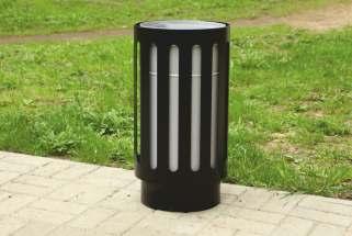 Podstawę kosza stanowi stelaż chroniący pojemnik wewnętrzny. Uzupełnieniem jest kołnierz stalowy.