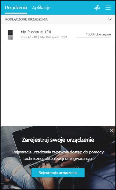 WD Discovery 8 WD Discovery Aplikacja WD Discovery - zbiór narzędzi do zarządzania dyskiem, takich jak WD Security i WD Backup może zostać zainstalowany z dysku.