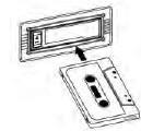 Obsługa Odtwarzanie kasety Ustaw przycisk funkcyjny (6) w tryb TAPE. System rozpocznie odtwarzanie automatycznie po włożeniu kasety.