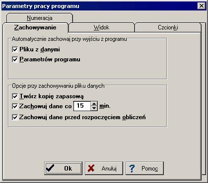 10 Załączniki 10.1.37 Parametry pracy programu - dialog Dialog służy do ustalenia parametrów pracy programu. Używając myszy lub klawiatury w dialogu należy wybrać odpowiednią kartę 360.