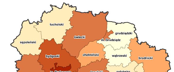 Sytuacja społeczno-gospodarcza województwa kujawsko-pomorskiego. 5 Rysunek 1. Liczba ludności powiatów (2010 r.