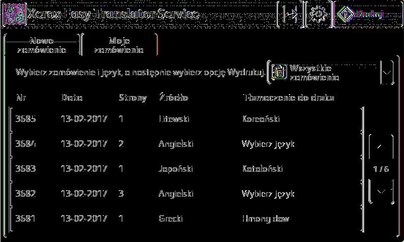 Drukowanie uprzednio wykonanego tłumaczenia Aby wydrukować zamówienie, które już zostało przetłumaczone otwórz zakładkę Moje zamówienia.