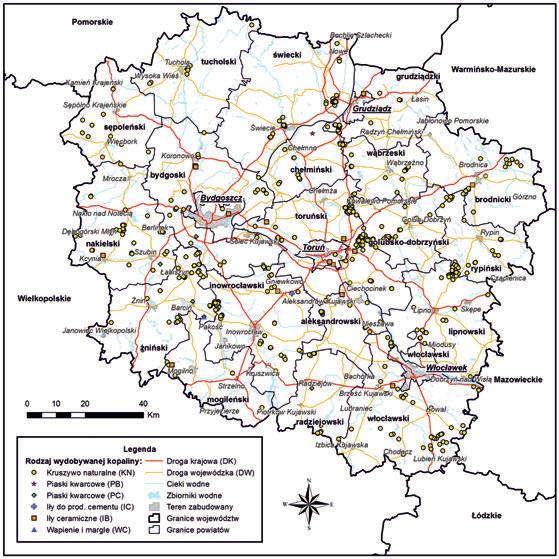 W przeciwieństwie do województwa lubuskiego, zachodniopomorskiego i pomorskiego dominującym surowcem skalnym pod względem wielkości bazy zasobowej nie jest tak jak poprzednio kruszywo naturalne, lecz