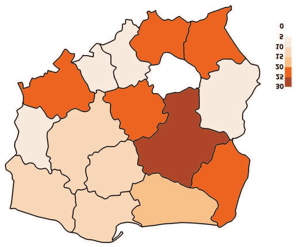 Rys. 2. Wydobycie kruszyw wirowo-piaskowych wed³ug województw w 2011 roku [mln ton] ród³o: Opracowanie w³asne na podstawie Bilans..., 2012 Fig. 2. Extraction of gravel-sand aggregates by province in 2011 [million tonnes] TABELA 2.