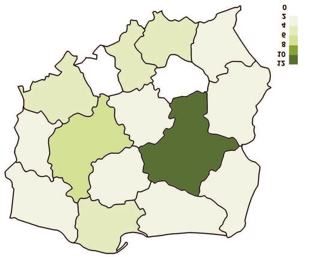 Rys. 3. Zu ycie wirów, mieszanek klasyfikowanych i pospó³ek wed³ug województw w 2011 roku [mln ton] ród³o: Opracowanie w³asne na podstawie Kozio³, Galos (red.), 2013 Fig. 3. Consumption of gravel, gravel mix and classified mixtures by province in 2011 [million tonnes] wynios³a 2,2 mln ton.