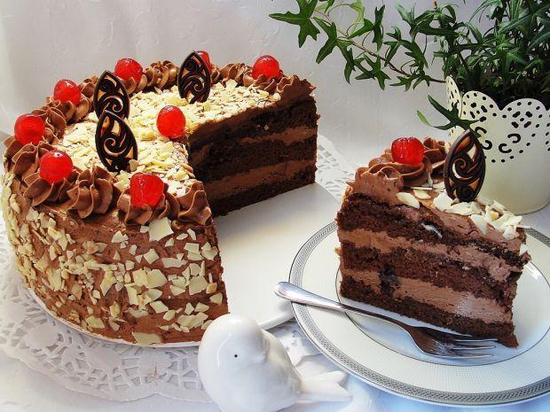 Tort czekoladowo orzechowy Biszkopt kakaowy i orzechowy z kremem