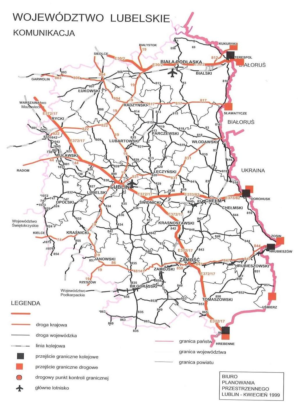 Źródło: Strategia rozwoju województwa lubelskiego, Bilans otwarcia wrzesień 2000 r.