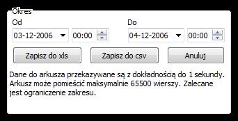 Okno podglądu danych z tachografu cyfrowego 153 Rys. Okno ustawień zapisu do pliku. 15. Interpretacje szczególnych przypadków W zagadnieniu tym opisane są przypadki interpretacji niektórych przepisów przez program: 15.