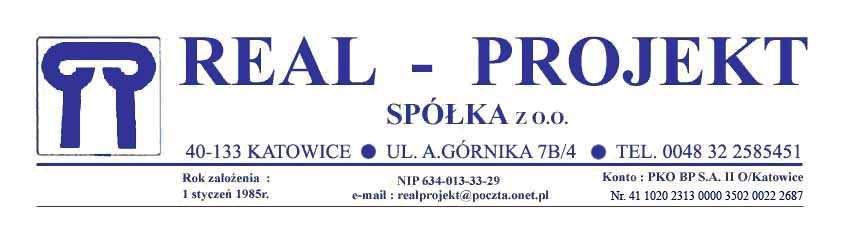 INWESTOR: GMINA MIASTO MYSŁOWICE NR UMOWY: II M I 342-93/07 NR PROJEKTU: P 337-2/5/A NAZWA I ADRES OBIEKTU DOM POMOCY SPOŁECZNEJ UL. REJA 54; MYSŁOWICE NR GEOD.