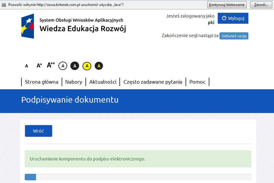 W polu Osoba, za którą będzie złożony podpis należy wybrać właściwą osobę upoważnioną z listy rozwijanej (na liście dostępne są wszystkie osoby upoważnione oraz partnerzy wskazani w sekcji