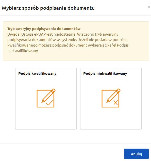 wniosku nastąpi automatyczne wylogowanie z Profilu Zaufanego epuap i powrót do karty dokumentu w SOWA. Po stronie aplikacji epuap nie są wymagane żadne inne operacje.