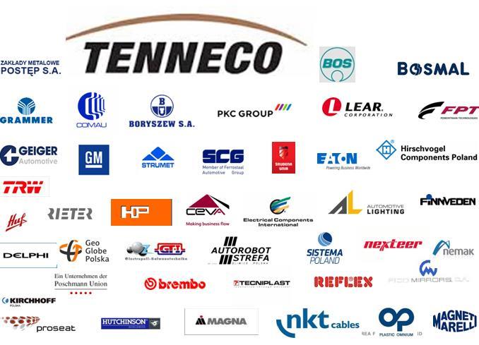 Partnerzy Partnerzy przemysłowi (firmy które przyjęły studentów na staż): Tenneco Automotive Polska