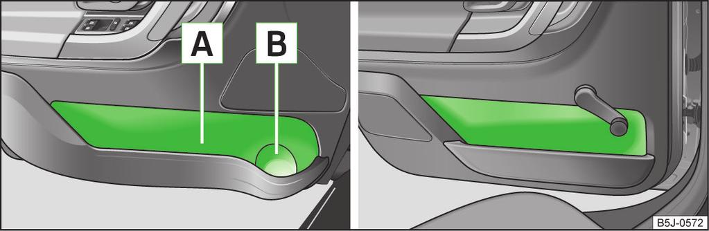 Otwieranie schowka Nacisnąć górny przycisk i podnieść pokrywę schowka» rys. 88 -. Przy rozłożonym podłokietniku przestrzeń ruchu ręki może być ograniczona.