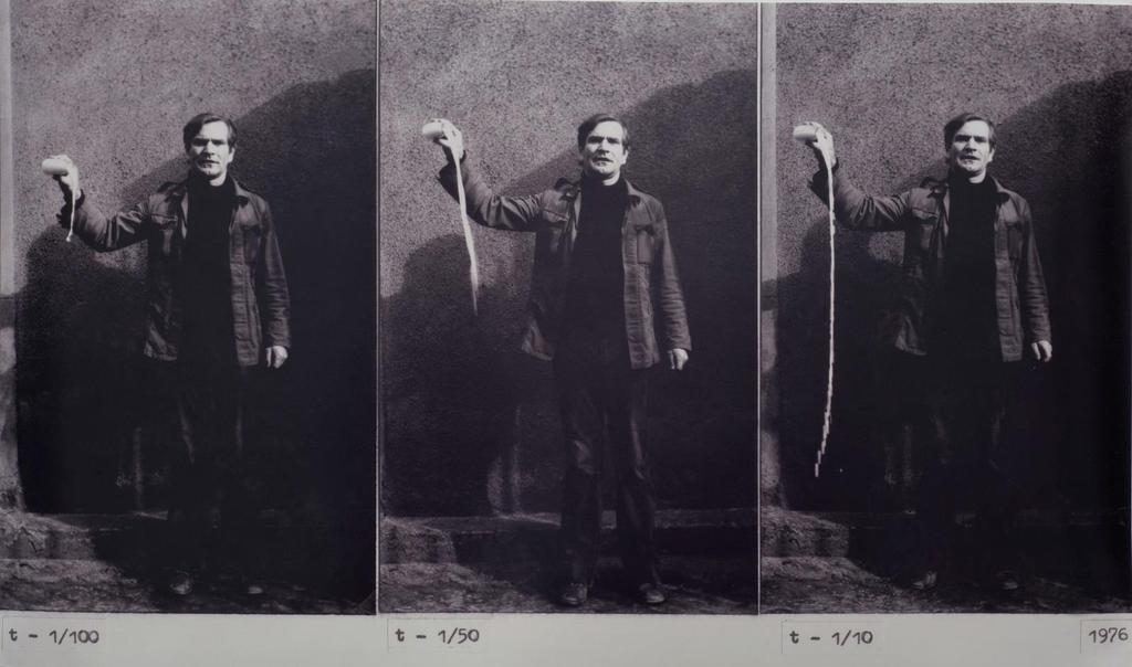 3. Józef Robakowski (1939) t=1/100, t=1/50, t=1/10 z serii Fotoakcje 1976/2000 fotografia, papier, 30,3 x 51,1 cm sygn., dat.