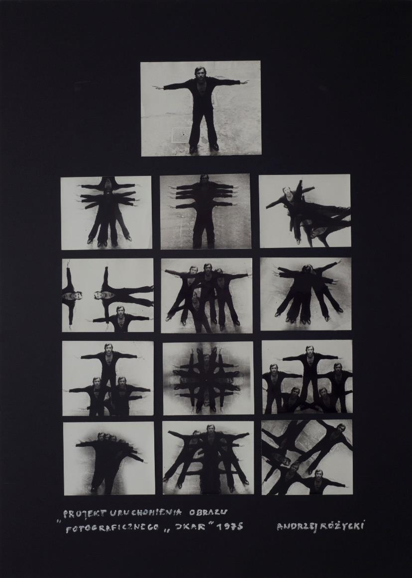 4. Andrzej Różycki (1942) Projekt uruchomienia obrazu fotograficznego Ikar 1975 trzynaście odbitek żelatynowo srebrowych, jedna o wym. 11,5 x 14,5 cm oraz dwanaście o wym.