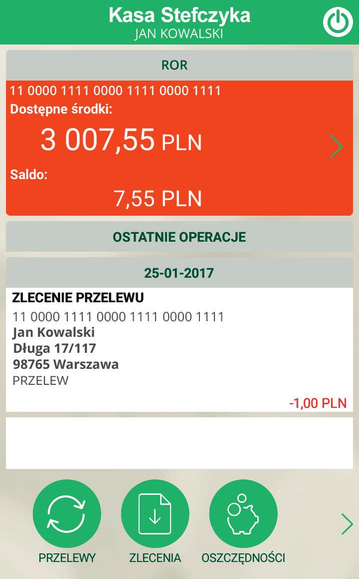 7.3. Strona startowa 1 2 3 Po prawidłowym zalogowaniu się do Aplikacji mobilnej pojawi się strona startowa, która składa się z następujących elementów: 1 2 3 Nagłówek prezentuje nazwę aplikacji,