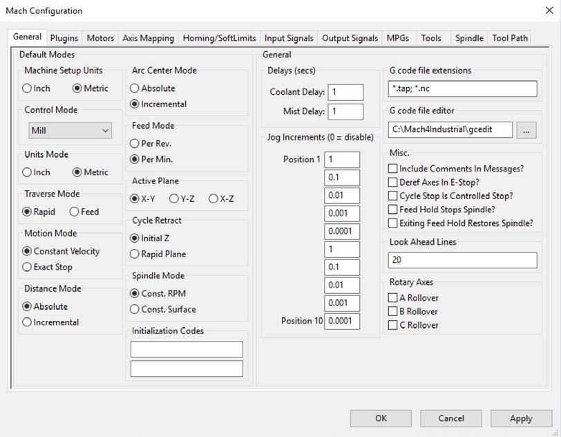 3. Otworzyć okno konfiguracyjne poprzez menu Configure/Mach.