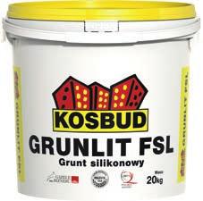 grunty PRODUCENT CHEMII BUDOWLANEJ I SYSTEMÓW OCIEPLEŃ Podkładowy grunt silikonowy pod farby fasadowe GRUNLIT FSL Wodorozcieńczalny środek gruntujący na bazie dyspersji żywicy akrylowej i