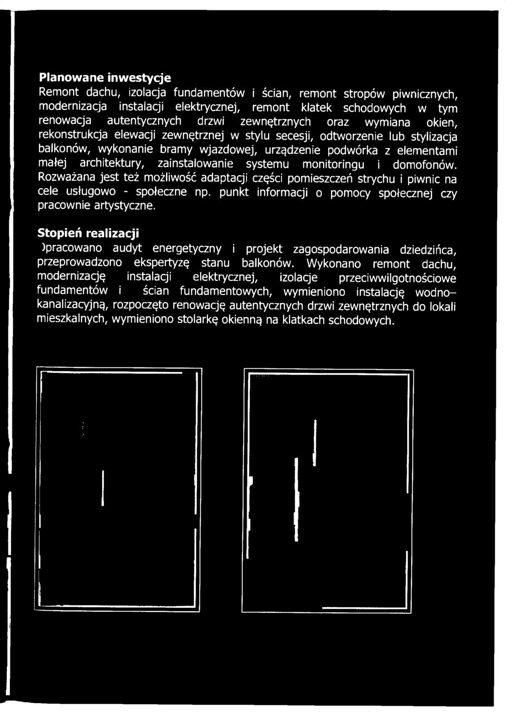 urządzenie podwórka z elementami małej architektury, zainstalowanie systemu monitoringu i domofonów.