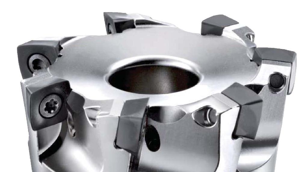 Due to the reduced arc of contact, when processing vertical machining, less cutting forces influence milling cutters, inserts and machine spindle.