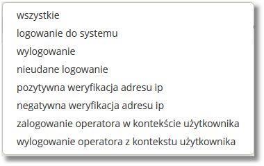 wyświetlenie zdarzeń bezpieczeństwa chronologicznie wg daty wystąpienia zdarzenia. Po zdefiniowaniu kryteriów wyszukiwania należy wybrać przycisk Pokaż>.