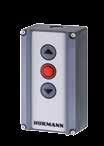 Wyposażenie dodatkowe Sterowniki na przycisk Sterownik na przycisk DTH R Oddzielne sterowanie dla obu kierunków ruchu, oddzielny przycisk Stop. Stopień ochrony: IP 65 Wymiary: 90 160 55 mm (szer. wys.