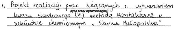 W pracach egzaminacyjnych oceniane były elementy: I. Tytuł pracy egzaminacyjnej. II. Założenia do opracowania projektu realizacji prac. III.