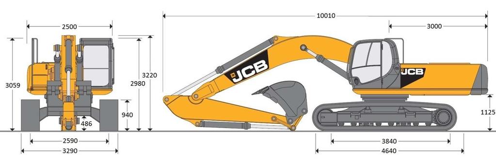 4 Rys 1. Schemat koparki gąsienicowej JCB JS240 z gąsienicami o szer. 700mm ZASTRZEŻENIA OGRANICZAJĄCE 1. 2. 3. 4. 5. 6. 7. 8.