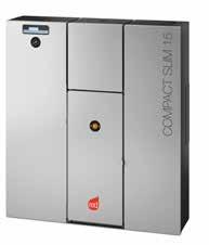 Kocioł na pelet COMPACT SLIM 15 wylotu spalin 13,5 kw 15 kw 90% 200 kg 80 mm 37 kg 1086 x 280 x 1208 mm Zawiera zestaw z pompą obiegową CO +CWU Kocioł z pompą