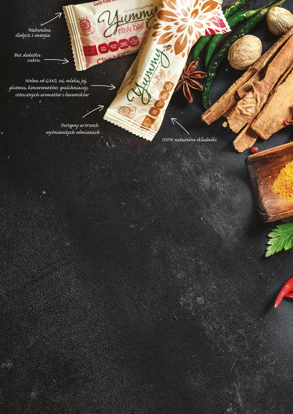 Naturalny wymiar słodyczy energetyczne batony bakaliowe stworzone zgodnie z zasadami RAW FOOD bez dodatku cukru, zawierają wyłącznie składniki BIO.