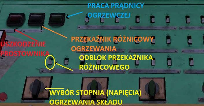 Do włączenia ogrzewania pociągu 3kV należy wykonać następujące czynności (podczas pracy silnika spalinowego): sprawdzić, czy wyłącznik ogrzewania WOL (szafa NN) jest w pozycji 0 sprowadzić nastawnik