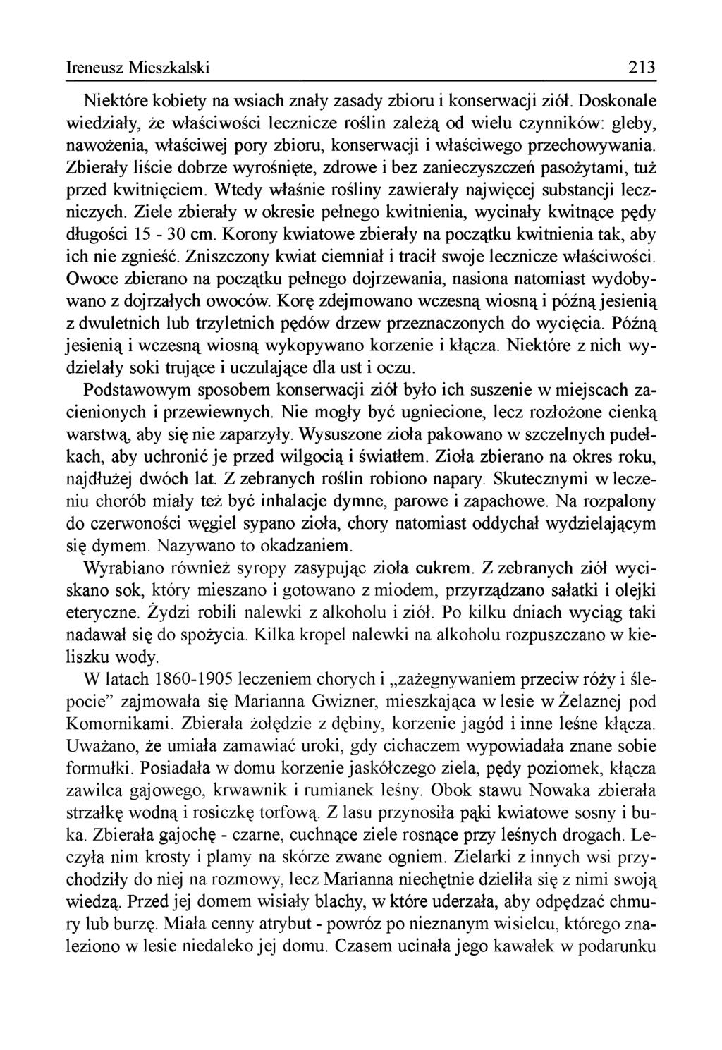 Ireneusz Mieszkalski 213 N iektóre kobiety na w siach znały zasady zbioru i konserw acji ziół.