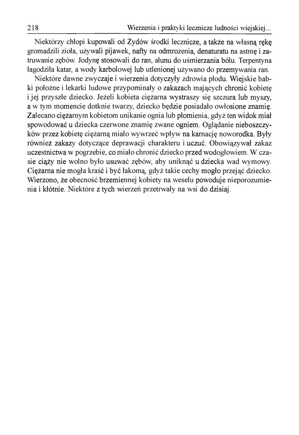 218 Wierzenia i praktyki lecznicze ludności wiejskiej.