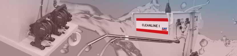 Mobilny system usuwania zużytego ścierniwa CLEANLINE Mobilny system usuwania zużytego ścierniwa CLEANLINE usuwa złogi materiału ściernego z wanny podczas pracy systemu tnącego.