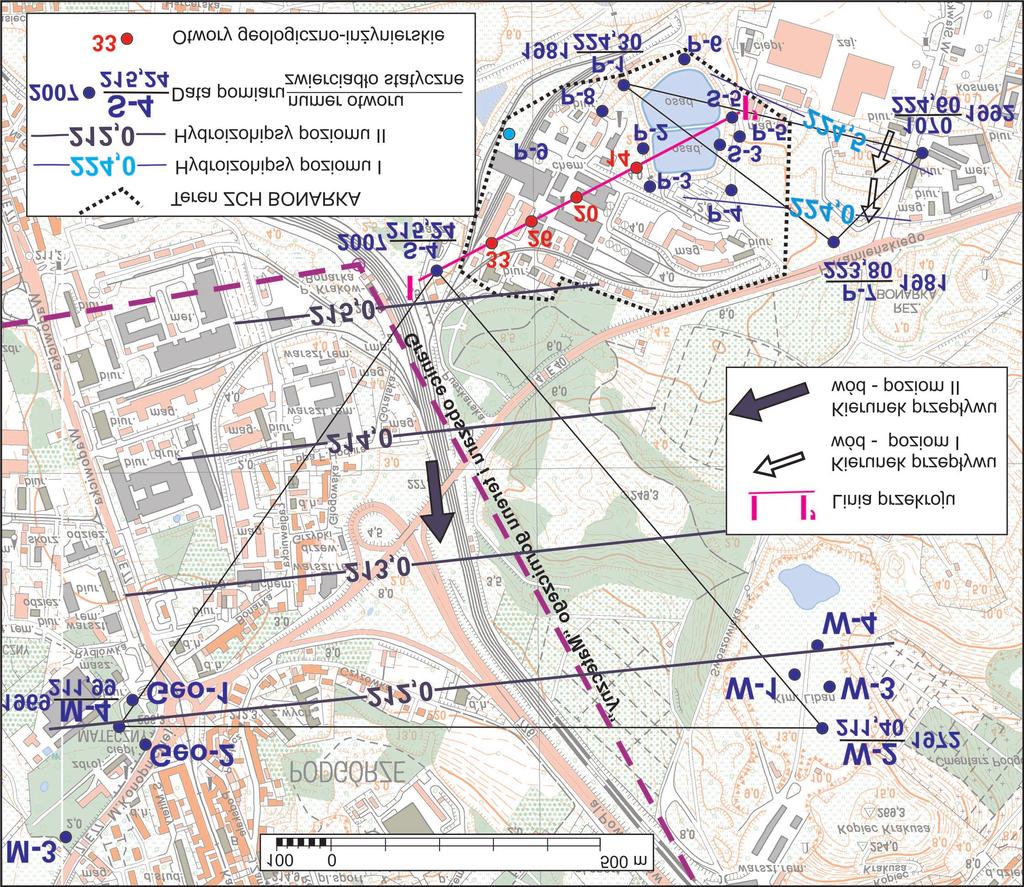 Rys. 6. Mapa dokumentacyjna z elementami hydrogeologicznymi terenu ZCH Bonarka i obszarów s¹siednich 6. WNIOSKI 1.