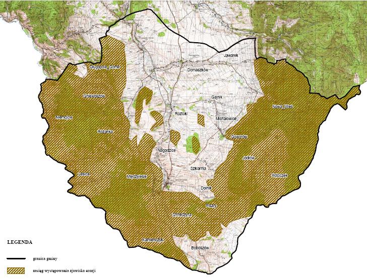 Rysunek 3. Tereny zagrożone erozją Figure 3.