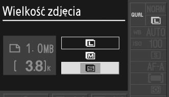 Wielkość zdjęcia Wielkość zdjęcia mierzy się w pikselach. 1 Umieść kursor na ekranie Informacje. Jeśli informacje zdjęciowe nie są wyświetlane na monitorze, naciśnij przycisk R.