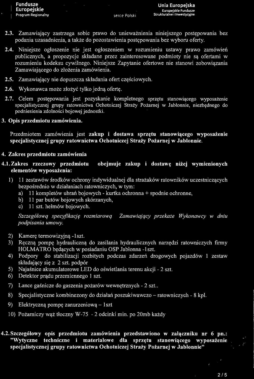 bojowej jednostki. 3. Opis przedmiotu zamówienia.