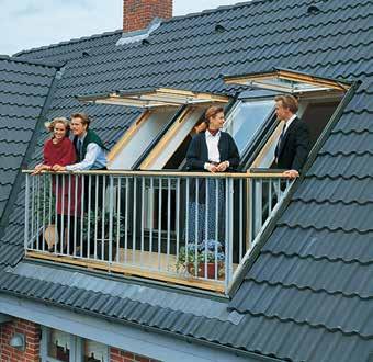 86 Kołnierze uszczelniające do balkonu w dachu Montaż Do montażu pojedynczego elementu balkonu w dachu składającego się z 1 górnego elementu i 1 dolnego elementu potrzebne są: 1 pojedynczy kołnierz