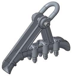 Uchwyty i złączki Clamps, joints UchWyty przelotowo-odciągowe SUSpenSiOn OR TenSiOn CLAmpS Do zawieszania przelotowo-odciągowego przewodów na izolatorach wiszących Przewód goły powinien być owinięty