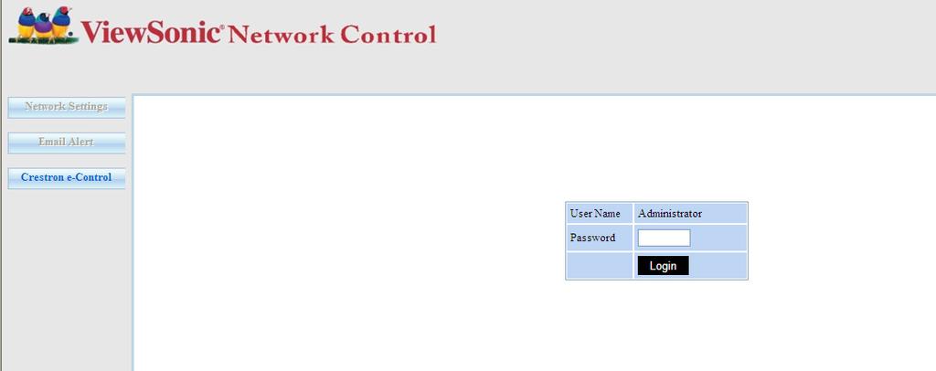 1. Wprowadź adres projektora w pasku adresu przeglądarki i naciśnij Enter. 2. Wyświetlona zostaje strona główna Network Control.