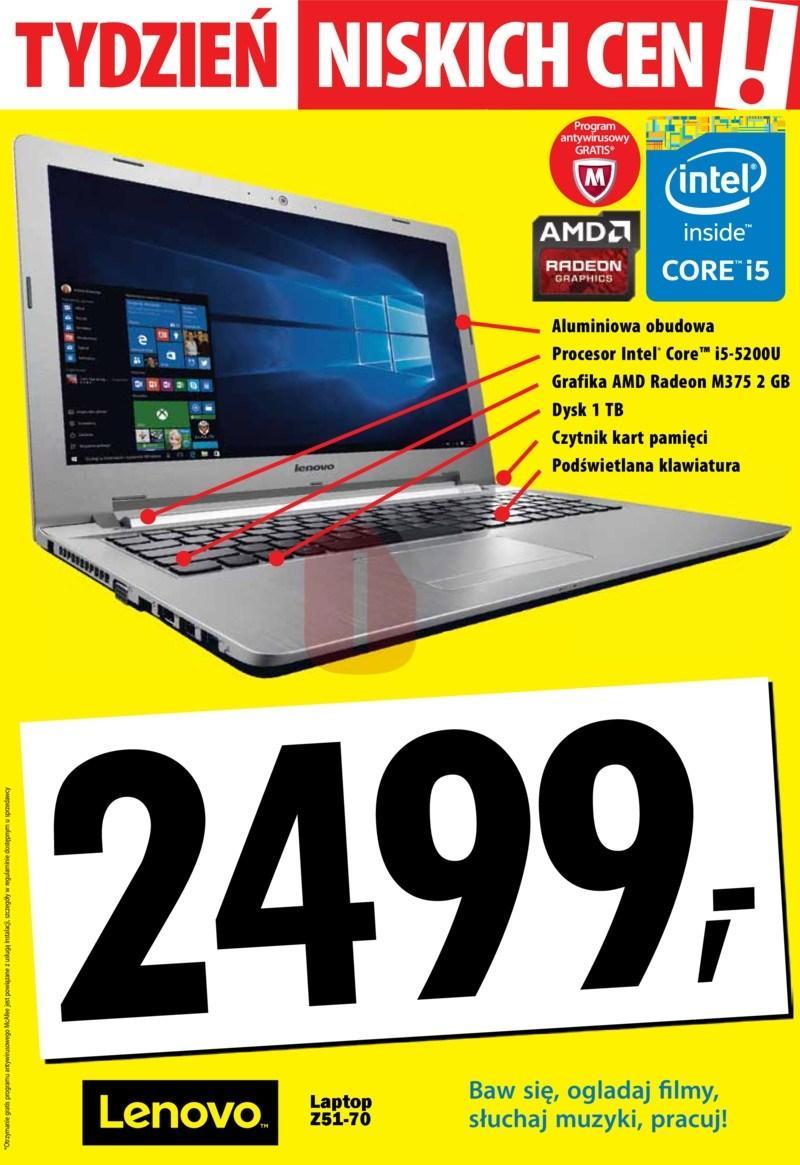 Pierwsza gazetka Media Expert Lenovo Z51-70 Ekran 15,6 cala AMD Radeon M375 Intel