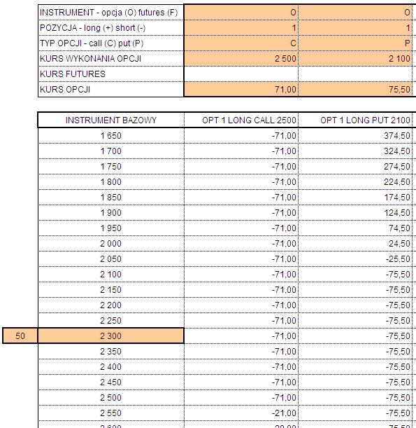 Arkusz do symulacji strategii opcyjnych.
