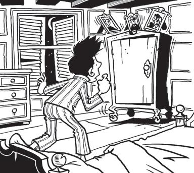 The wind was blowing and the shutters were banging against the wall of the house. I was walking to the window to close the shutters when I heard the noise again. It was coming from the cupboard.