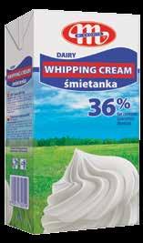 200 ml / мл 6 szt. / pcs / шт. 1200 szt. / pcs / шт. 2880 szt. / pcs / шт. Śmietanka UHT 30%, 36% tł.